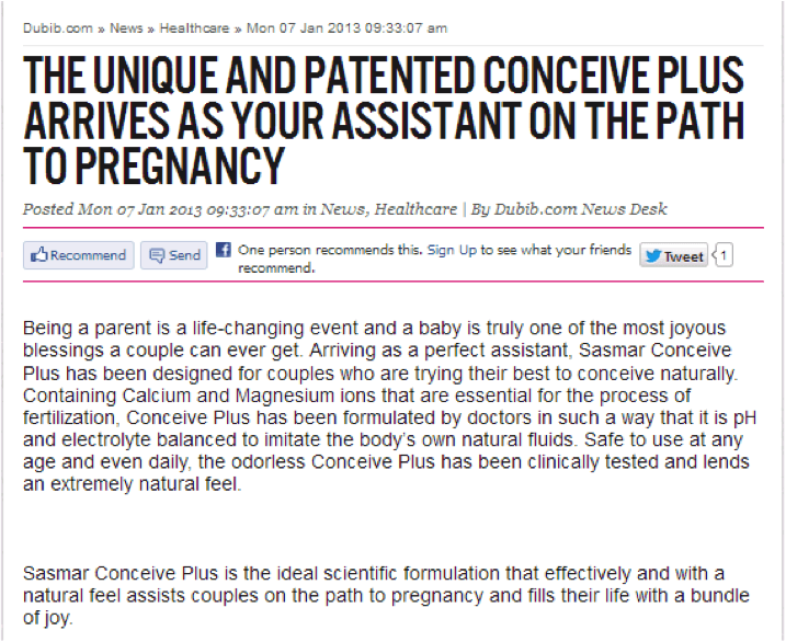 Conceive Plus featured at Dubib.com - Conceive Plus® UK