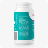 Conceive Plus Ovulation Bundle showing side view of Ovulation Support bottle with cautionary usage details, distributor contacts, allergy advice, and barcode printed on teal background.