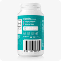 Conceive Plus Ovulation Bundle image showing the back label of the Ovulation Support bottle with benefits for ovulation regulation, menstrual cramps, and barcode displayed on a teal background with icons and certifications.