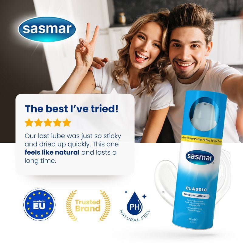 Couple with sasmar product and positive review text
