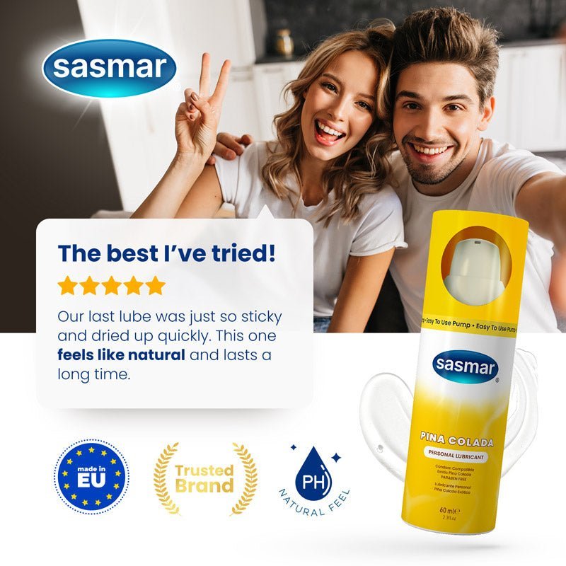 Couple with sasmar product and positive review text