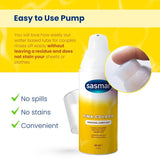 Sasmar Pina Colada personal lubricant bottle with pump on a yellow background
