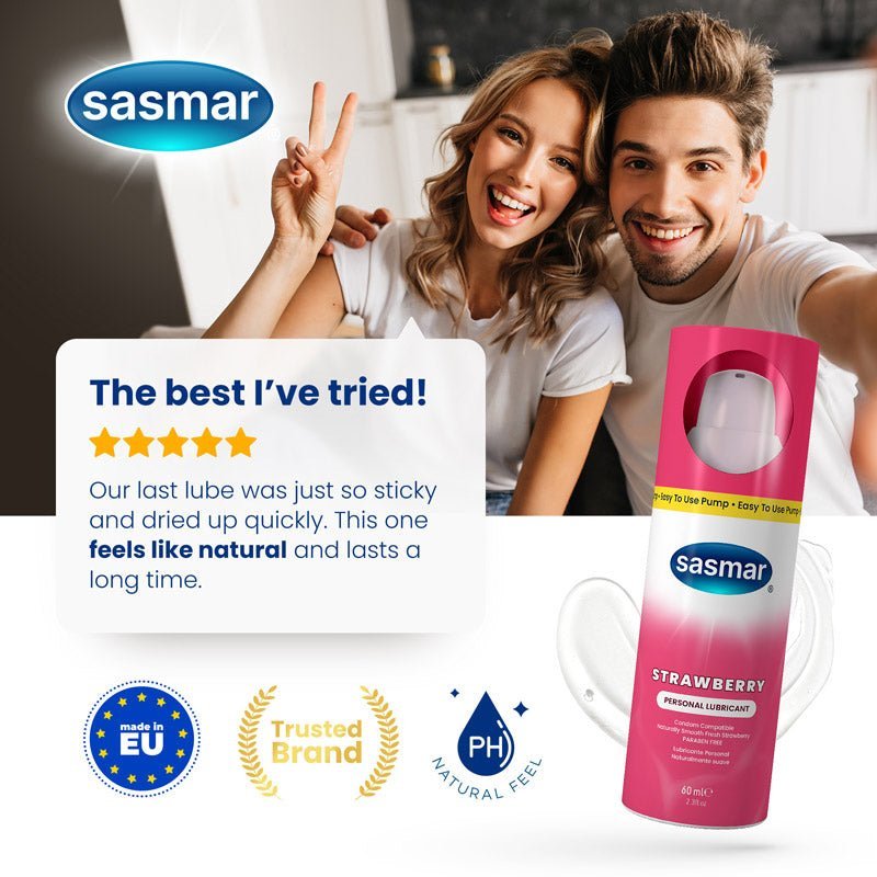 Couple with sasmar product and positive review text