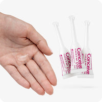 TRY ME SIZE - Fertility Lubricant 3x4g featuring image of lube on hand and three pre-filled applicators with clear lubricant, pH balanced for conception. White applicators has pink text.