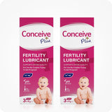 TRY ME SIZE - Fertility Lubricant 3x4g featuring image of 2-pack product boxes with baby image, pH balanced, supports sperm quality. Pink boxes with white branding and text.