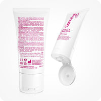 TRY ME SIZE Fertility Lubricant Bundle featuring image of 30ml Conceive Plus tube showing back label, ingredients, and open flip cap. White tube with pink text.
