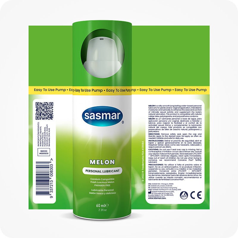 Sasmar Melon Flavor Personal Lubricant - Lubricant - Conceive Plus UK