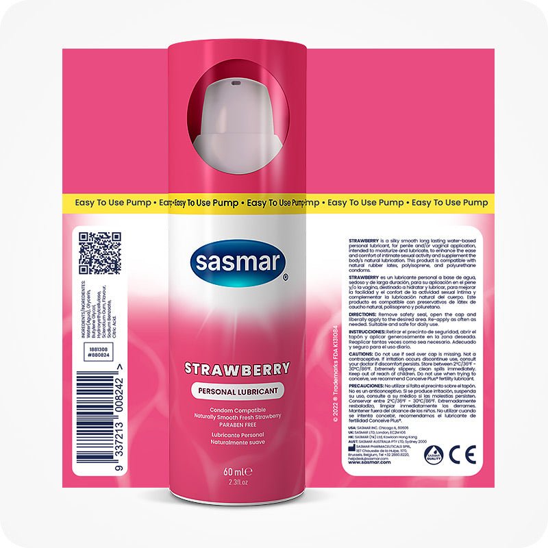 Sasmar Strawberry Flavour Personal Lubricant - Water - based lubricant - Conceive Plus UK